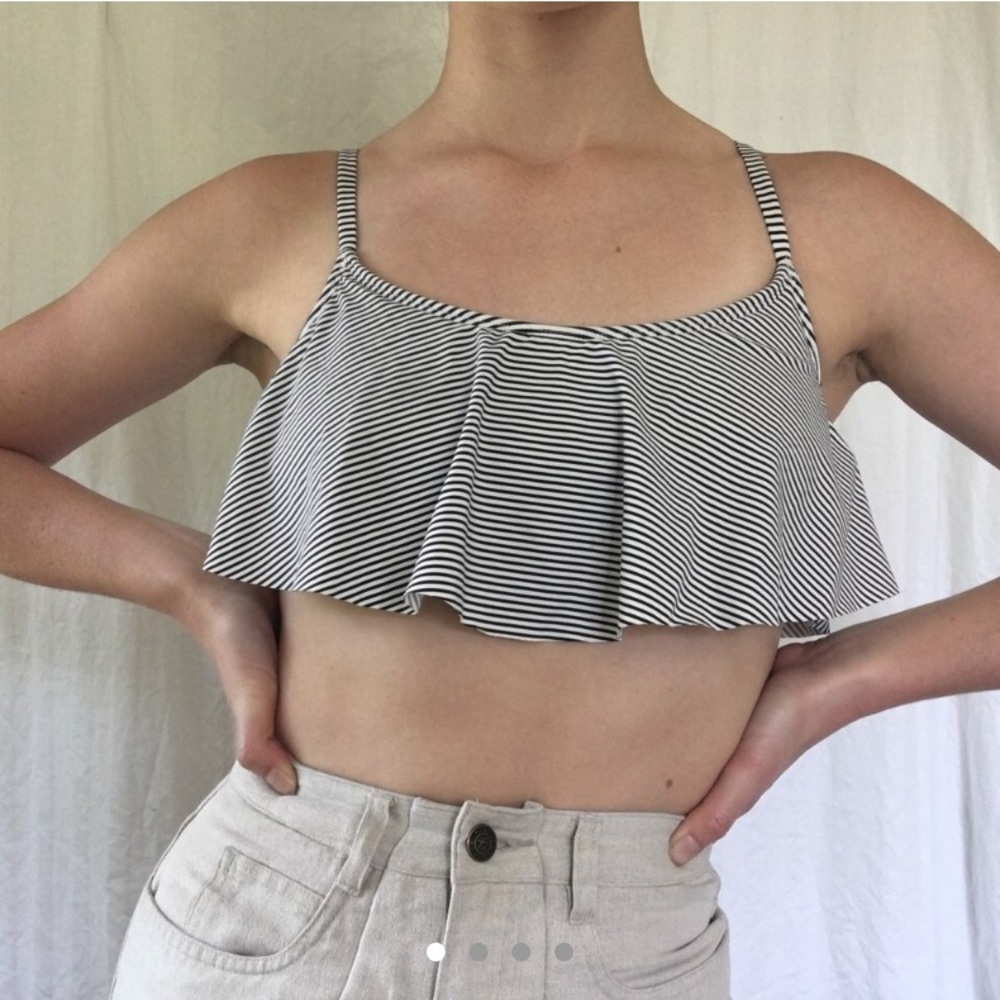 Striped swim suit bikini top ruffled